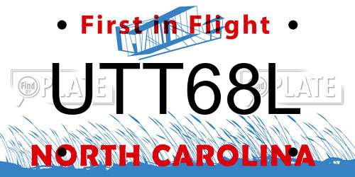 UTT68L North Carolina License Plate
