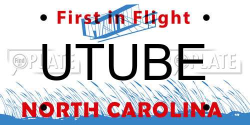 UTUBE North Carolina License Plate