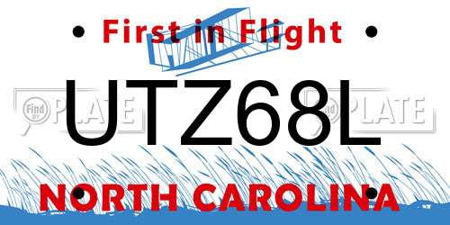 UTZ68L North Carolina License Plate