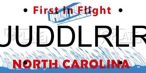 UUDDLRLR North Carolina License Plate