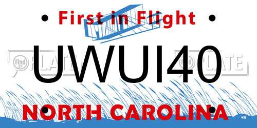 UWUI40 North Carolina License Plate