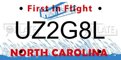 UZ2G8L North Carolina License Plate