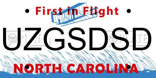 UZGSDSD North Carolina License Plate