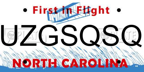 UZGSQSQ North Carolina License Plate
