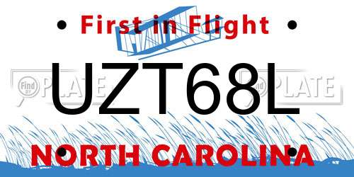 UZT68L North Carolina License Plate