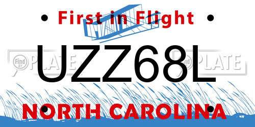 UZZ68L North Carolina License Plate