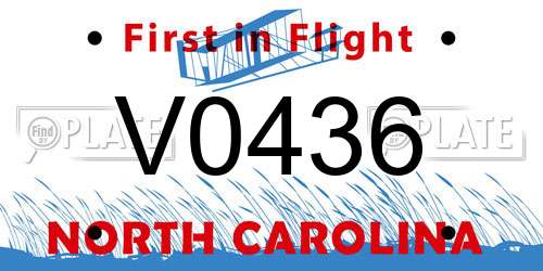 V0436 North Carolina License Plate