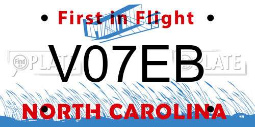V07EB North Carolina License Plate
