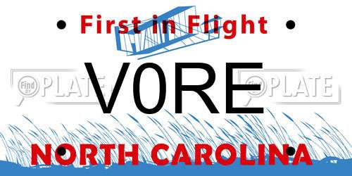 V0RE North Carolina License Plate
