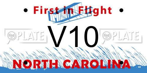 V10 North Carolina License Plate