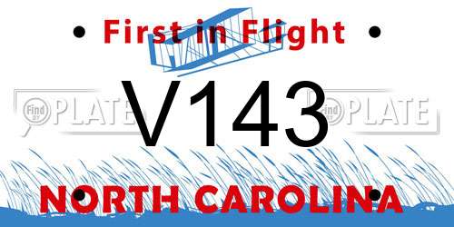 V143 North Carolina License Plate