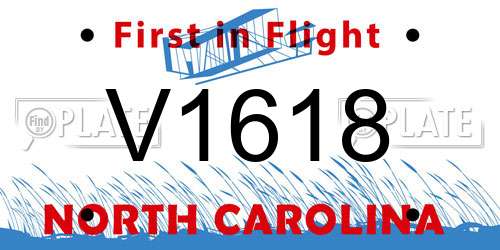 V1618 North Carolina License Plate