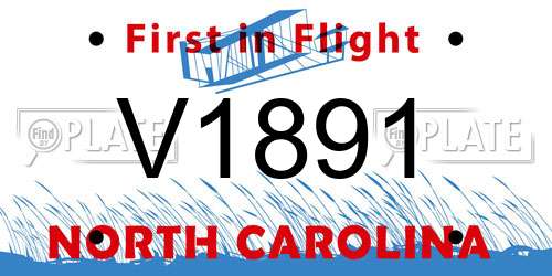 V1891 North Carolina License Plate