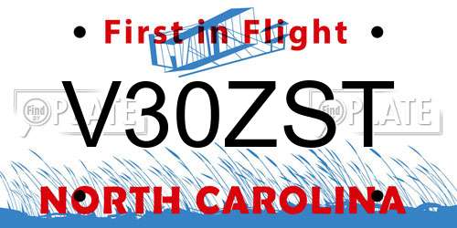 V30ZST North Carolina License Plate