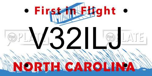 V32ILJ North Carolina License Plate