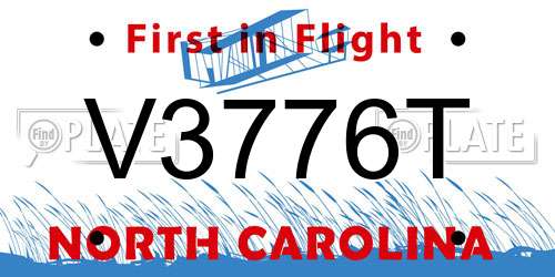 V3776T North Carolina License Plate