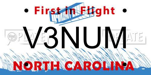 V3NUM North Carolina License Plate