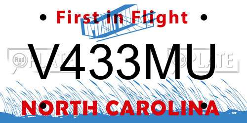 V433MU North Carolina License Plate
