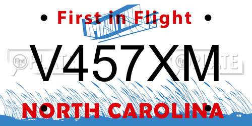 V457XM North Carolina License Plate