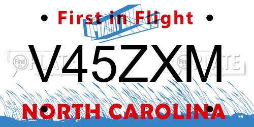 V45ZXM North Carolina License Plate