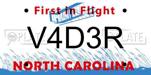 V4D3R North Carolina License Plate