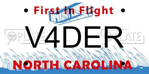 V4DER North Carolina License Plate