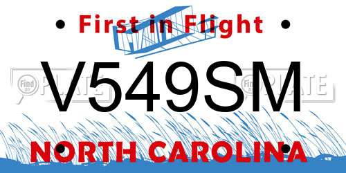 V549SM North Carolina License Plate