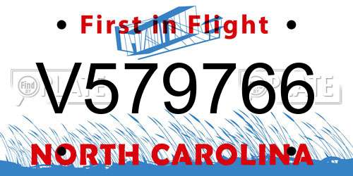 V579766 North Carolina License Plate