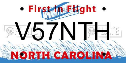 V57NTH North Carolina License Plate