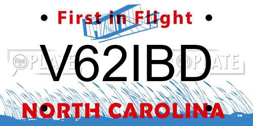 V62IBD North Carolina License Plate