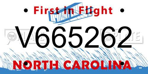 V665262 North Carolina License Plate