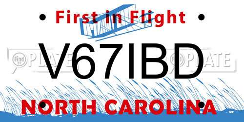 V67IBD North Carolina License Plate