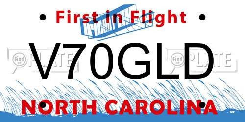 V70GLD North Carolina License Plate