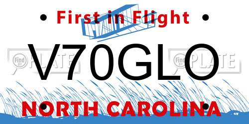 V70GLO North Carolina License Plate
