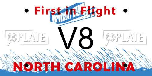 V8 North Carolina License Plate