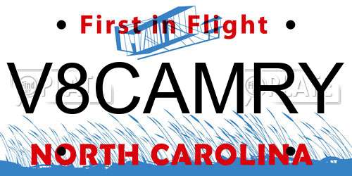 V8CAMRY North Carolina License Plate