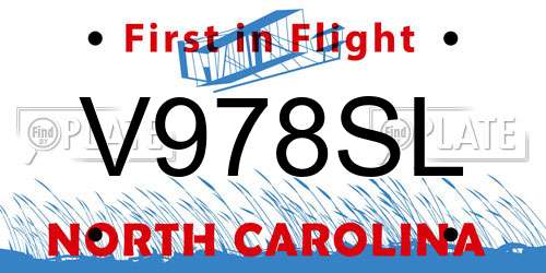 V978SL North Carolina License Plate