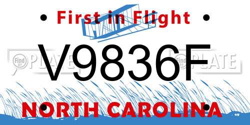 V9836F North Carolina License Plate