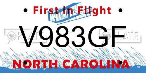 V983GF North Carolina License Plate