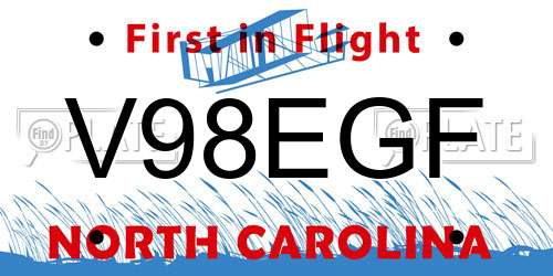 V98EGF North Carolina License Plate