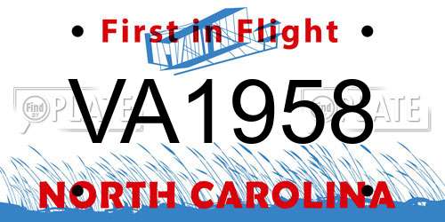 VA1958 North Carolina License Plate