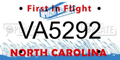 VA5292 North Carolina License Plate