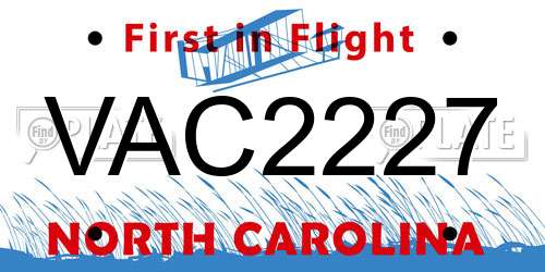 VAC2227 North Carolina License Plate
