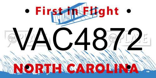 VAC4872 North Carolina License Plate