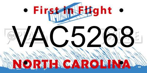 VAC5268 North Carolina License Plate