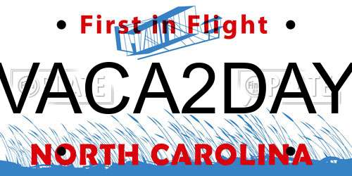 VACA2DAY North Carolina License Plate