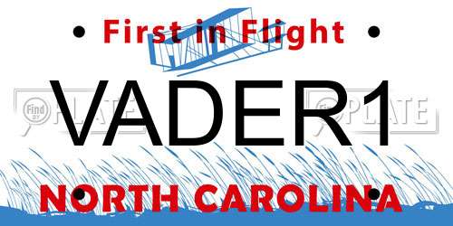 VADER1 North Carolina License Plate