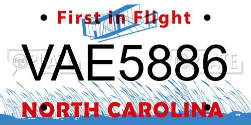 VAE5886 North Carolina License Plate