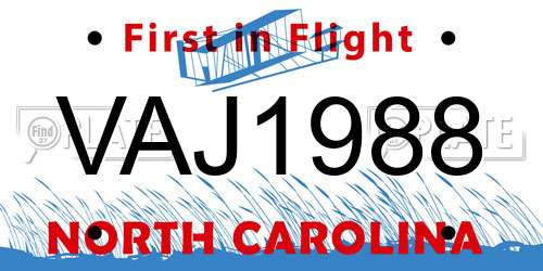 VAJ1988 North Carolina License Plate