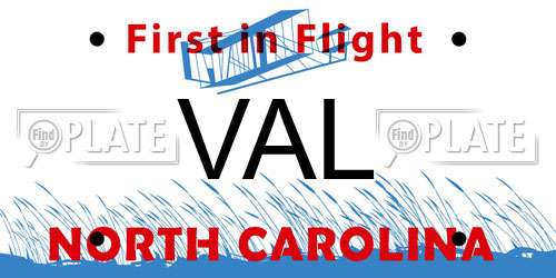 VAL North Carolina License Plate
